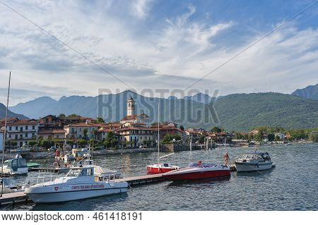 Feriolo, Italy - August 17, 2018: View Of Feriolo On Lake Maggiore. Feriolo Is A Town In Piedmont In