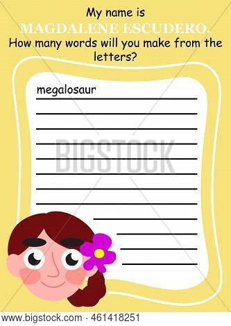 Mexican Girl Anagram Game In English Vector Illustration