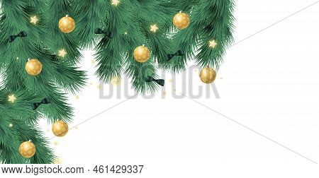 Christmas Tree On White Background, Web Template For Festive Promotional Items - Vector Illustration