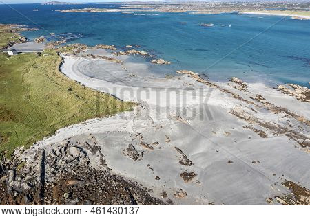 Aerial View Of Clouhhcorr Beach On Arranmore Island In County Donegal, Republic Of Ireland
