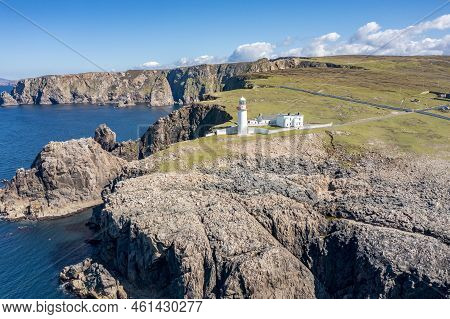 Aerial View Of The Lighthouse On The Island Of Arranmore In County Donegal, Ireland