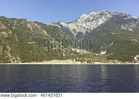Mount Athos At Monastic State Of The Holy Mountain, Greece