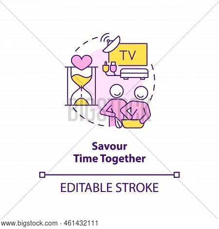 Savour Time Together Concept Icon. How To Save Relationship Abstract Idea Thin Line Illustration. Ma