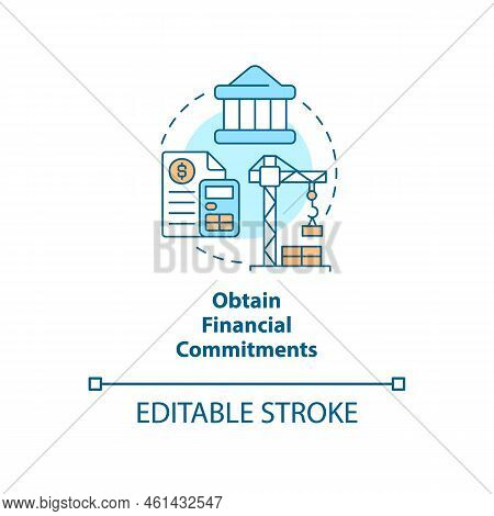 Obtain Financial Commitments Concept Icon. Tip For Housing Development Abstract Idea Thin Line Illus