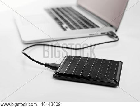 An External Usb Hard Disk Drive Isolated On A White Background. External Hdd Drives And Flash Drives