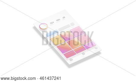 Content Grid Photo App Account Interface Frame Mockup, Side View, 3d Rendering. Social Media Profile