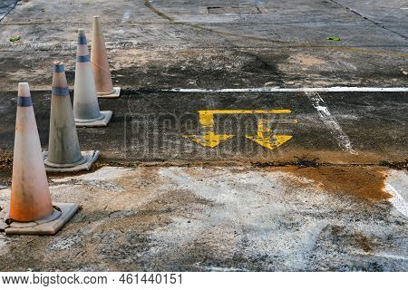 Driving Test And Training Area With Simulate Test For Driving License. Driving School Practice Traff