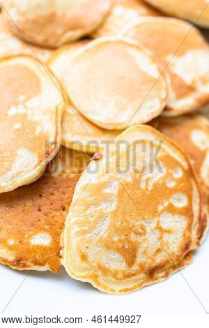 Freshly Made Small Pancakes On A Kefir Base.