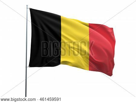 Belgium Flag 3d Illustration Of The Waving National Flag With A White Isolated Background