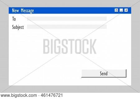 Window New Message Computer. Computer Technology Concept. Email Icon. Vector Illustration. Stock Ima
