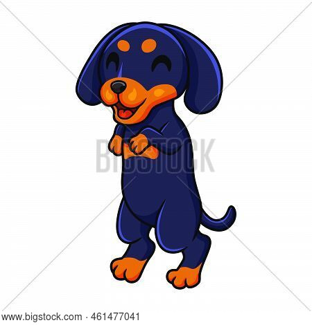 Vector Illustration Of Cute Dashund Dog Cartoon Posing