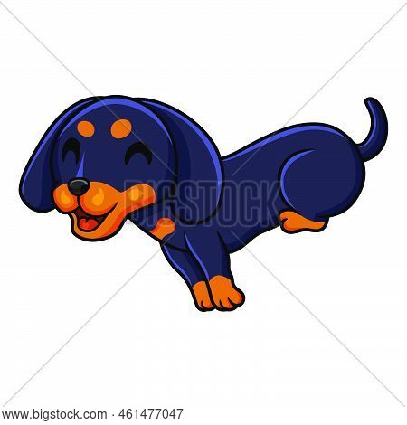 Vector Illustration Of Cute Dashund Dog Cartoon Running