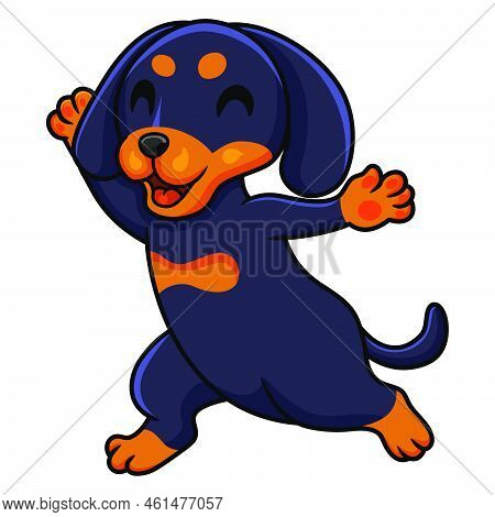 Vector Illustration Of Cute Dashund Dog Cartoon Walking