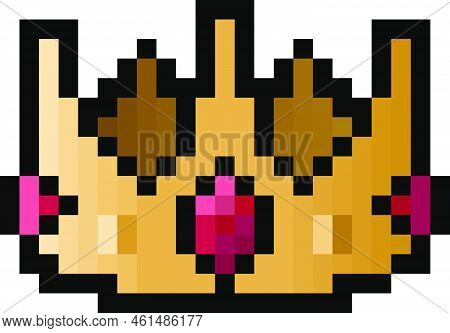 Pixel 8 Bit Royal Crown - Isolated Vector