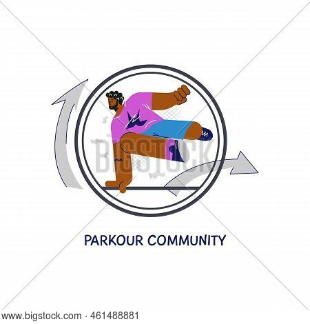 Parkour Community Or Sport Club Emblem Logo, Flat Vector Illustration Isolated.