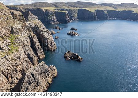 Aerial View Of The Cliffs Near The Lighthouse On The Island Of Arranmore In County Donegal, Ireland