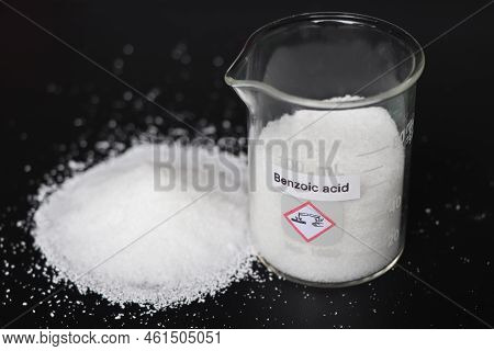 Benzoic Acid In Glass, Chemical In The Laboratory And Industry