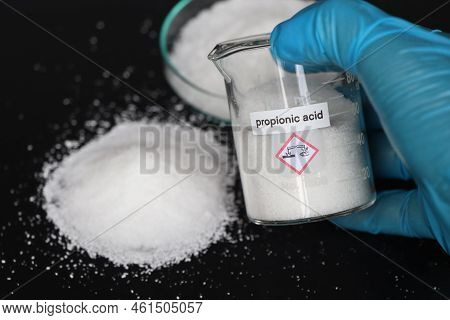 Propionic Acid In Glass, Chemical In The Laboratory And Industry