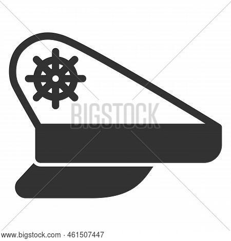 Captain's Cap - Icon, Illustration On White Background, Glyph Style