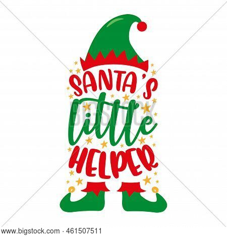 Santa's Little Helper - Cute Elf Hat And Shoes. Good For Baby Clotes, Greeting And Invitaton Card Pr