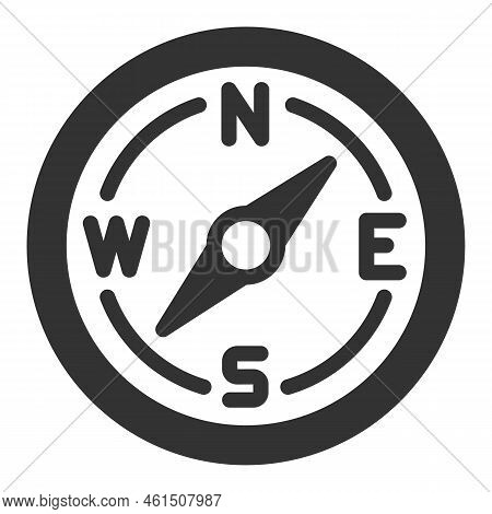 Arrow Compass With Cardinal Points - Icon, Illustration On White Background, Glyph Style