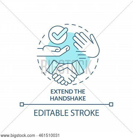 Extend Handshake Turquoise Concept Icon. Common Business Event Etiquette Rule Abstract Idea Thin Lin