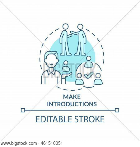 Make Introductions Turquoise Concept Icon. Common Business Event Etiquette Rule Abstract Idea Thin L