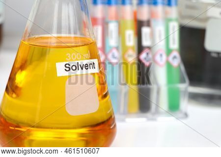 Solvent , A Chemical Used In Laboratory Or Industry And Flammable
