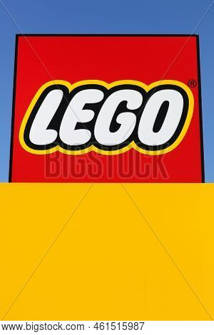 Billund, Denmark - May 14, 2016: Lego Sign On A Building. Lego Is A Line Of Plastic Construction Toy