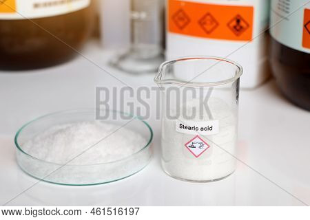Stearic Acid In Glass, Chemical In The Laboratory And Industry