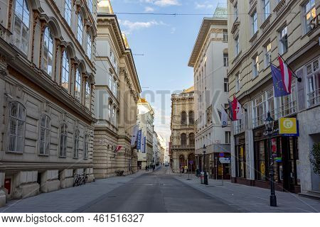 Vienna, Austria - October 2021: Herrengasse Street In Center Of Vienna