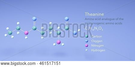 Theanine, Molecular Structures, Amino Acid, 3d Model, Structural Chemical Formula And Atoms With Col