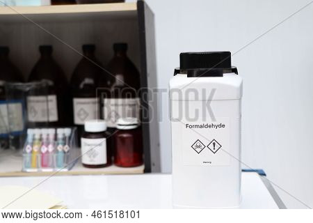 Formaldehyde In Bottle, Chemical In The Laboratory And Industry