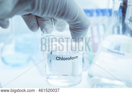 Chloroform In Glass, Chemical In The Laboratory And Industry