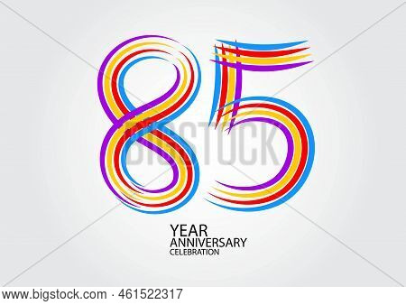 85 Years Anniversary Celebration Logotype Colorful Line Vector, 85th Birthday Logo, 85 Number Design