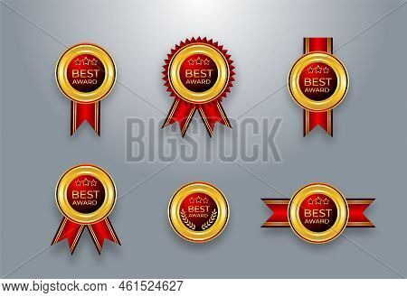 Luxury Golden Set Of Best Award Label Design