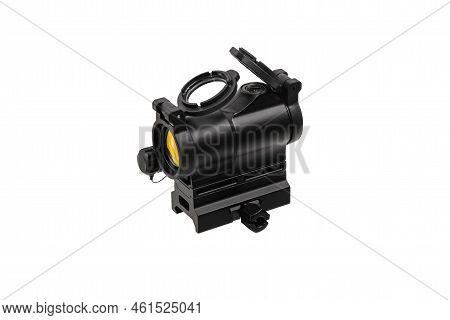 Modern Optical Collimator Sight. Aiming Device For Shooting At Short Distances. Isolate On A White B