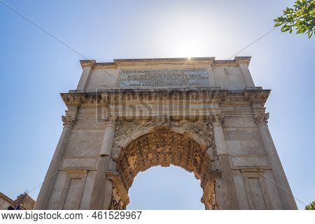 The Arch Of Titus In The Roman Forum (latin Name Forum Romanum), Rome, Italy, Europe.