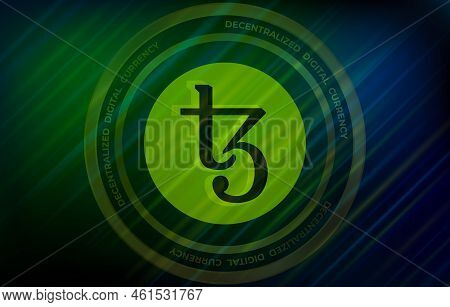 Tezos Virtual Currency Images. 3d Drawings. Coin Logo