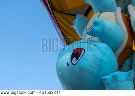 Calgary, Alberta, Canada - July 16, 2022: A Squirtle Pokemon Stuffed Plush Toy Offered As A Prize Fo