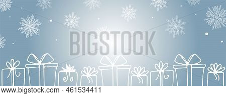 Beautiful Set White Snowflakes On A Blue Background For Winter Design. Collection Of Christmas New Y