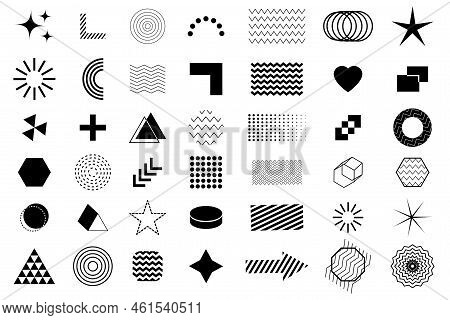 Set Different Geometric Shapes. Trendy Texture. Hipster Set Different Geometric Shapes. Vector Illus