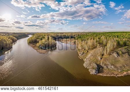 Confluence Of The Iset And Kamenka Rivers In The City Kamensk-uralskiy. Iset And Kamenka Rivers, Kam