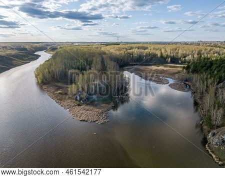 Confluence Of The Iset And Kamenka Rivers In The City Kamensk-uralskiy. Iset And Kamenka Rivers, Kam