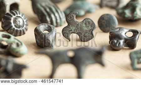 Archaeological Finds .ancient Scythian Bronze Objects Of The Scythians.