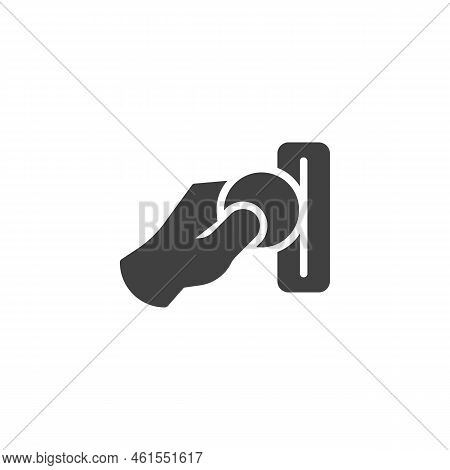 Hand Insert Coin Vector Icon. Filled Flat Sign For Mobile Concept And Web Design. Inserting Coin Gly