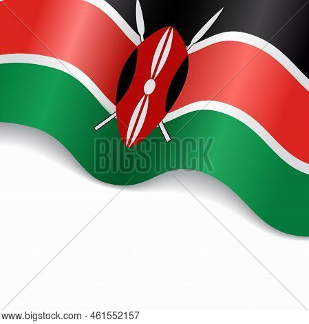 Kenyan Flag Wavy Abstract Background. Vector Illustration.