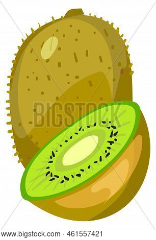 Qiwi Half Cut. Cartoon Ripe Fruit Icon