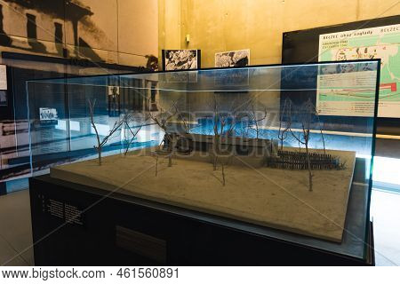 08.27.2022 - Belzec, Poland - Belzec Nazi Death Camp. Interior Of Nazi Death Camp Memorial Museum Wi