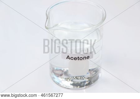 Acetone In Glass, Chemical In The Laboratory And Industry
